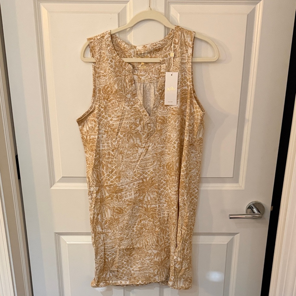 Lilly Pulitzer Sleeveless Tan Dress - size L NWT